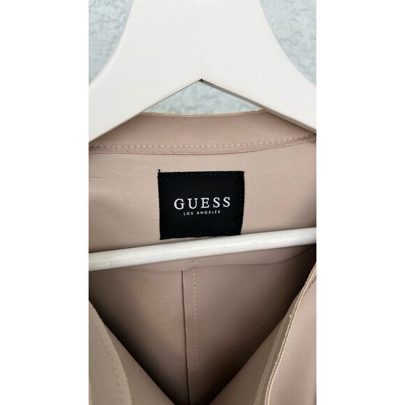 Guess Cream Tan Vegan Leather Biker Jacket – Size Medium w Flaws - Picture 5 of 14